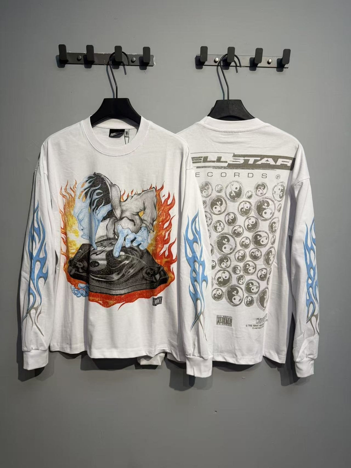 Hellstar Flame Turntable Graphic Long-Sleeve T-Shirt — context