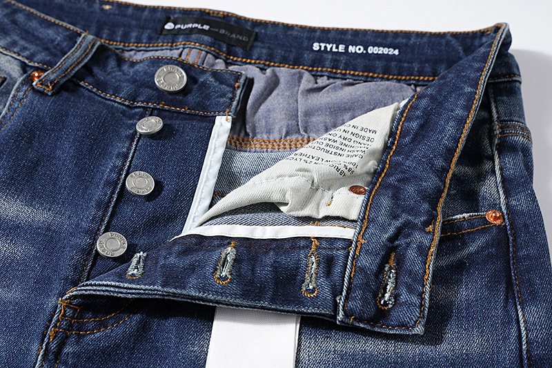Purple Brand Blue Distressed Paneled Jeans — detail